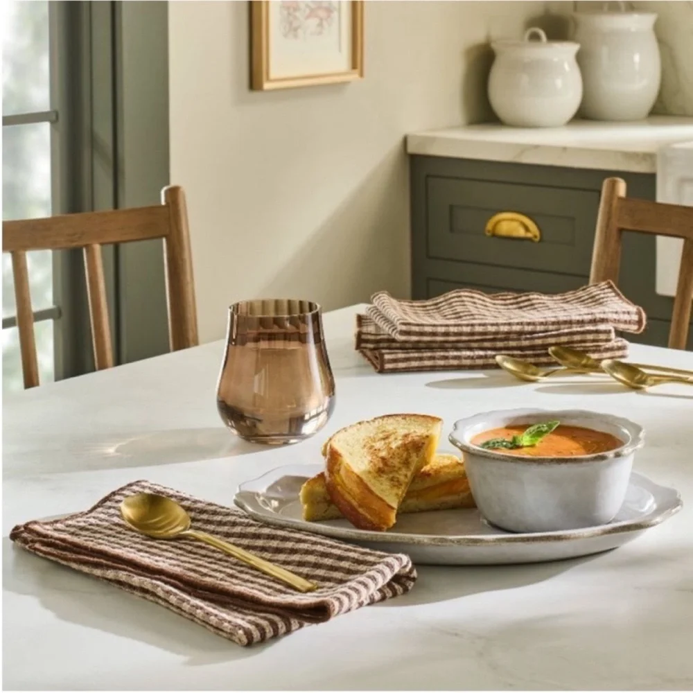 Set of 4 Serged Edge Gingham Cloth Napkins Brown - Hearth & Hand™ with Magnolia